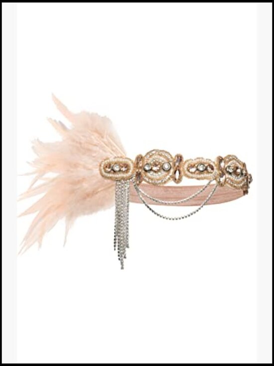 Gatsby Flapper Headband Vintage Retro Feather Headpiece for 1920s Parties main image 4